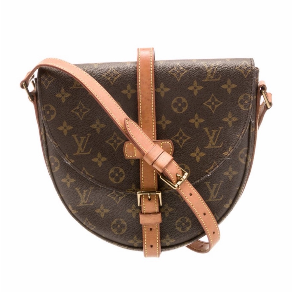 Louis Vuitton Monogram Chantilly GM Vintage Crossbody Bag with Tan Strap